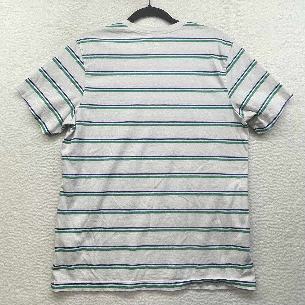 Nike Shirt Mens Large White Green Striped The Nike Tee Embroidered Swoosh Logo - Picture 2 of 11